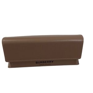 Burberry Brown Leather glasses case + cleaning cloth new